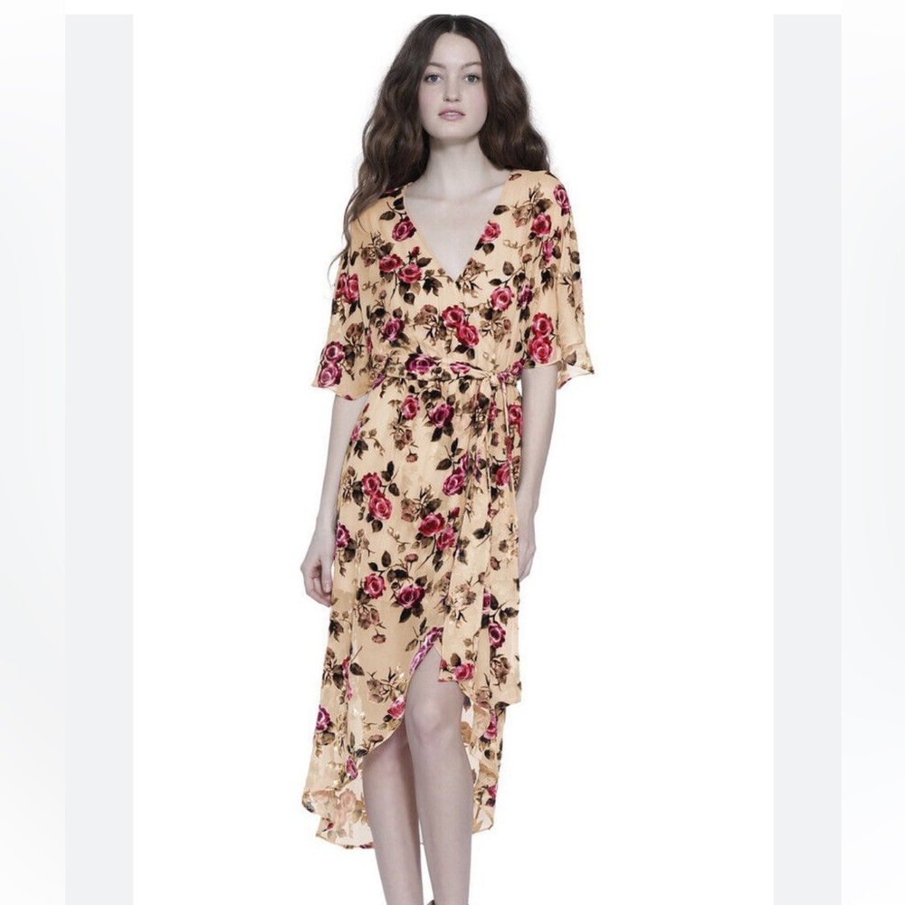 EUC Alice & Olivia Clarine Velvet Burnout Faux Wrap Dress 6